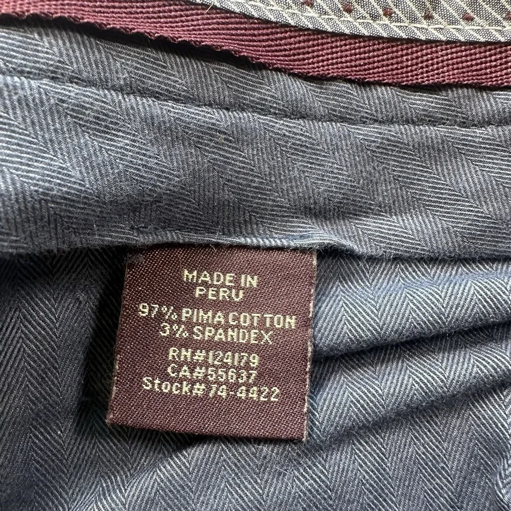 Johnston Murphy‎ Regular Fit Mens 36x32 Khaki Chinos Pants Pima Cotton Stretch